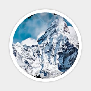 Snowy mountain artwork Magnet